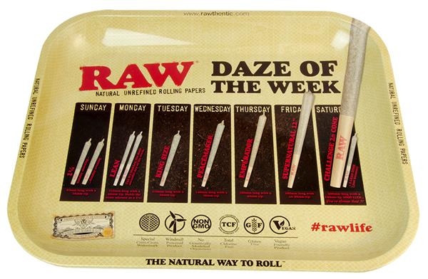 Dreh Tablett Rolling Tray RAW groß ca. 34 x 28 x 2,5cm RAW - Daze of the Week